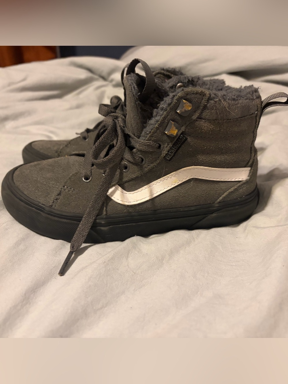 Vans Grey High-Top Sneakers with White Stripe
